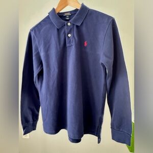 Polo by Ralph Lauren Kids' Long Sleeve Shirt in Navy with Red Logo XL (18-20)